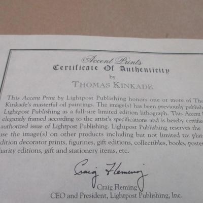 Thomas Kinkade Prints Olympic Mountain & Gardener's Retreat Evening COA's On The Back
