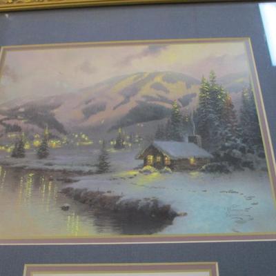 Thomas Kinkade Prints Olympic Mountain & Gardener's Retreat Evening COA's On The Back