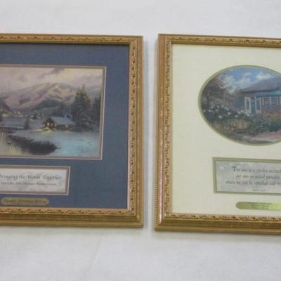 Thomas Kinkade Prints Olympic Mountain & Gardener's Retreat Evening COA's On The Back