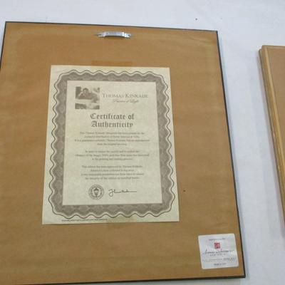 Thomas Kinkade Prints Stepping Stone Cottage & Winter Light Library Edition COA's On The Back