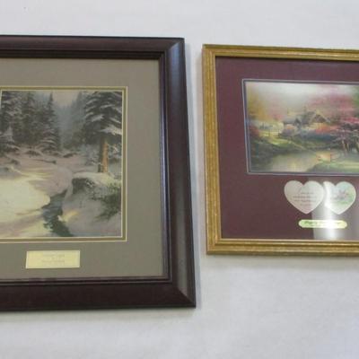 Thomas Kinkade Prints Stepping Stone Cottage & Winter Light Library Edition COA's On The Back