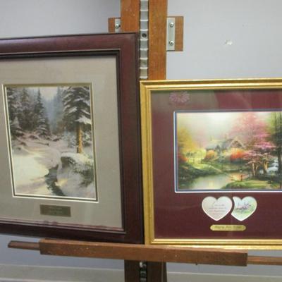 Thomas Kinkade Prints Stepping Stone Cottage & Winter Light Library Edition COA's On The Back