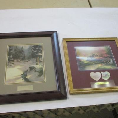 Thomas Kinkade Prints Stepping Stone Cottage & Winter Light Library Edition COA's On The Back