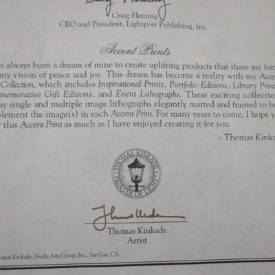 Thomas Kinkade Prints Stepping Stone Cottage & Winter Light Library Edition COA's On The Back