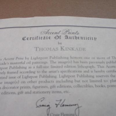 Thomas Kinkade Prints Hometown Morning COA On The Back