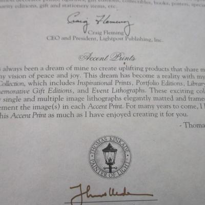 Thomas Kinkade Prints Hometown Morning COA On The Back