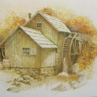 Framed Mill With Water Wheel Print