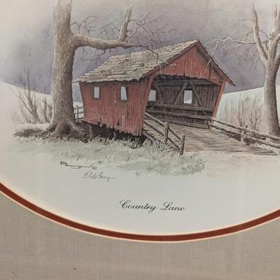 Framed Print Country Lane Signed By The Artist E. Howard Burger