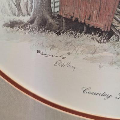 Framed Print Country Lane Signed By The Artist E. Howard Burger