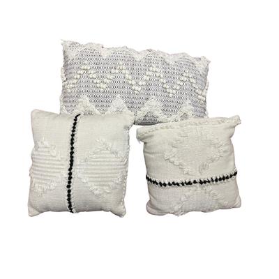 Set of 3 Black & White Ivory Testure Pillows