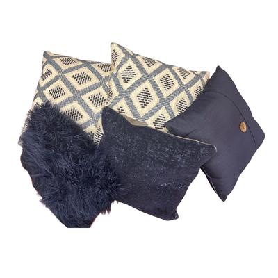 Set of 5 Blue Texture Pillows