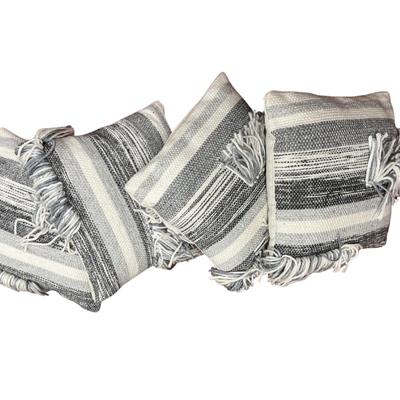 Set of 4 Grey White Texture Pillows