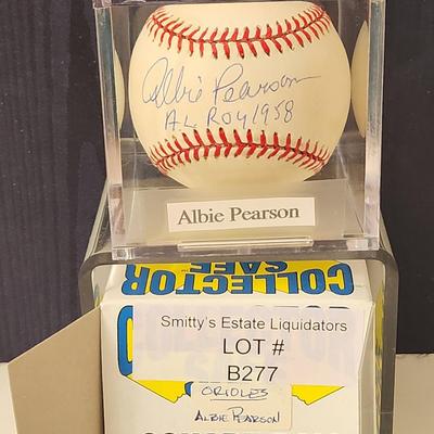 Albie Pearson AL R.O.Y. 1958 Baltimore Orioles OMLB Signed Autographed Baseball In Collectors Case
