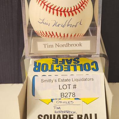 Tim Nordbrook Baltimore Orioles OMLB Signed Autographed Baseball In Collectors Case