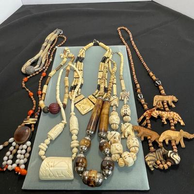 Wood, Shell and More Necklace Lot