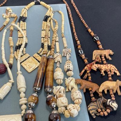 Wood, Shell and More Necklace Lot