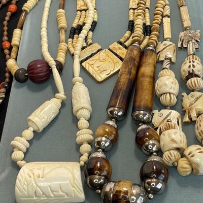 Wood, Shell and More Necklace Lot