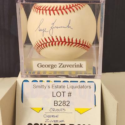 George Zuverink Baltimore Orioles OMLB Signed Autographed Baseball In Collectors Case