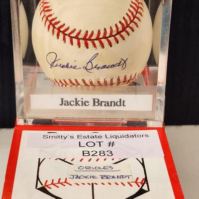 Jackie Brandt Baltimore Orioles OMLB Signed Autographed Baseball In Collectors Case