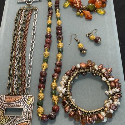 Lot of Bracelets and Nice Beaded Necklace Set