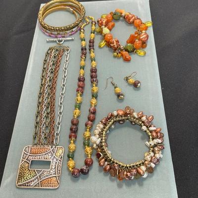 Lot of Bracelets and Nice Beaded Necklace Set