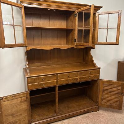 Ethan Allen Solid Maple Buffet with Display Hutch
