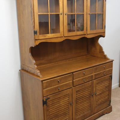 Ethan Allen Solid Maple Buffet with Display Hutch