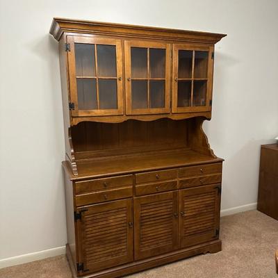 Ethan Allen Solid Maple Buffet with Display Hutch