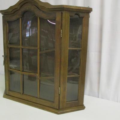 Hanging Wall Wooden Display Cabinet With Key