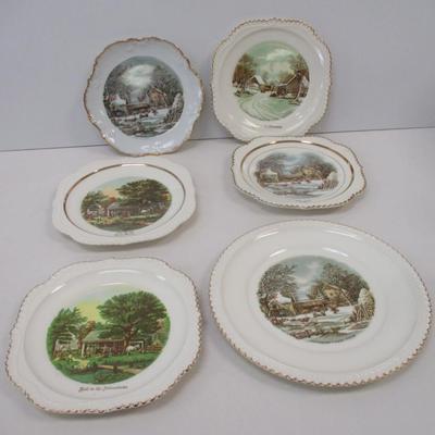 Harkerware Currier & Ives Vintage Display Plates