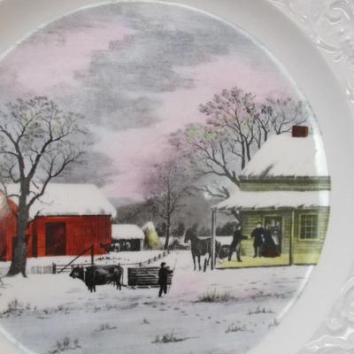 Underglaze Print By Royal Norman Rockwell Currier & Ives Chokin Art Collection Plates