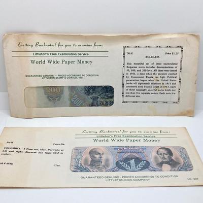 LOT 539: World Wide Paper Money Collection in Original Protective Envelopes