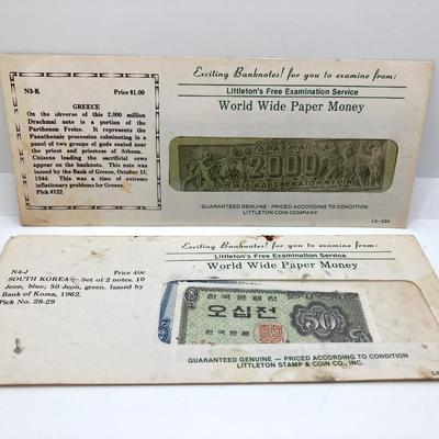 LOT 539: World Wide Paper Money Collection in Original Protective Envelopes
