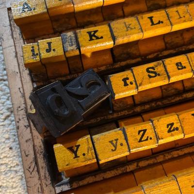 Vintage wood printer set