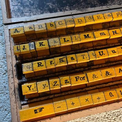 Vintage wood printer set