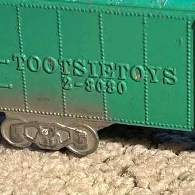 Vintage toy train on wheels