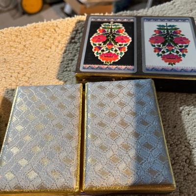 Vintage playing cards and shells