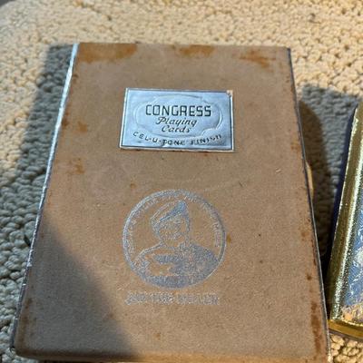 Vintage playing cards and shells