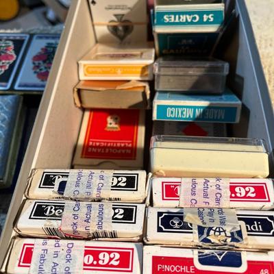 Vintage playing cards and shells