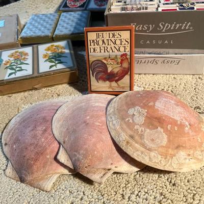 Vintage playing cards and shells