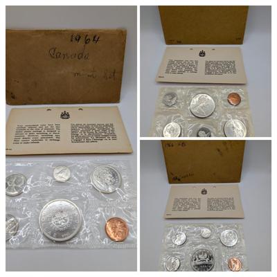 Lot 492J: 1964, 1965 & 1966 Canadian Mint 6 Piece Coin Sets