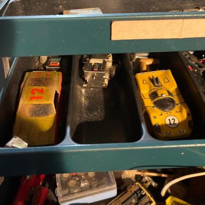 Vintage slot car parts and pieces & track