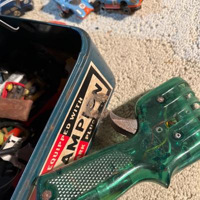 Vintage slot car parts and pieces & track