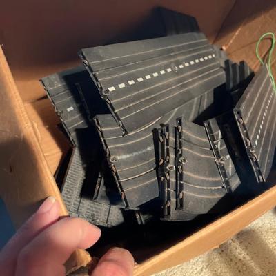 Vintage slot car parts and pieces & track