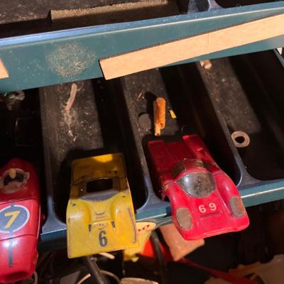 Vintage slot car parts and pieces & track