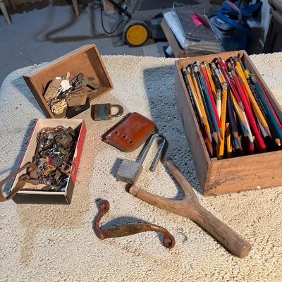 Vintage locks, keys, and a homemade sling shot to boot!