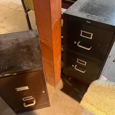 Two 2-drawer metal filing cabinets