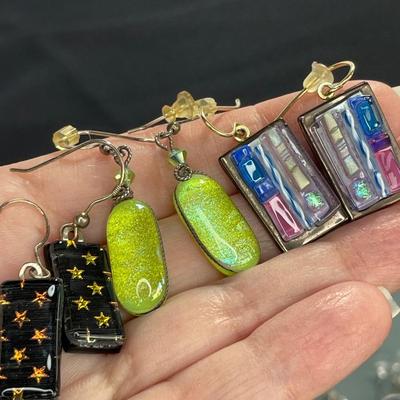 3 Pair Dichroic Earring Plus More
