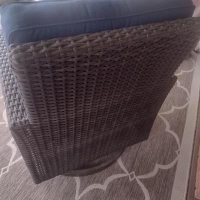 Casual Faux Wicker Outdoor Patio Chair with Sunbrella Cushions and Hickory Series Cover Accessory Choice A