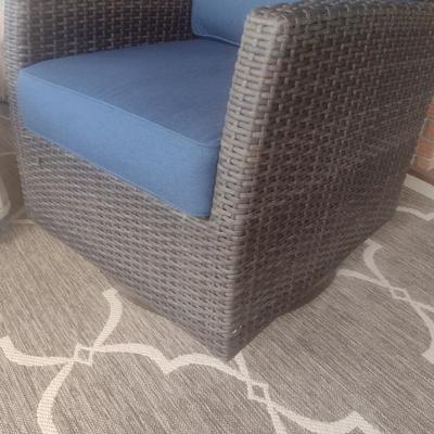 Casual Faux Wicker Outdoor Patio Chair with Sunbrella Cushions and Hickory Series Cover Accessory Choice A